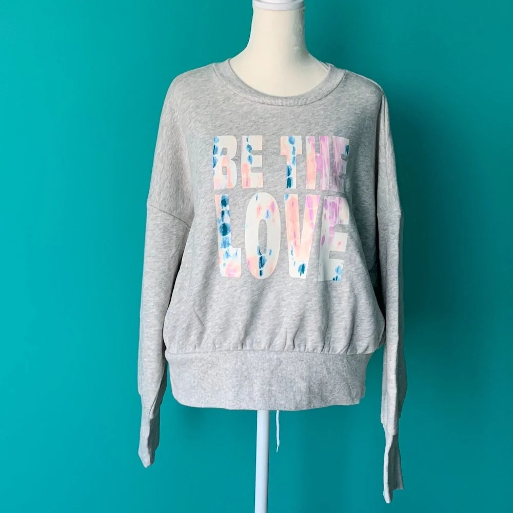 Old Navy NEW Cropped Sweatshirt Gray Large Loose Graphic Rib-knit Crewneck Layer